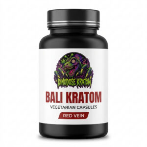 Bali Kratom Capsules - DinoDose Kratom kratom capsules, lab-tested with brand logo on white background