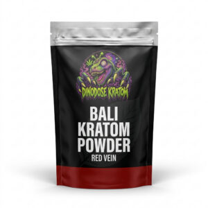 Bali Kratom Powder (OGPC) - DinoDose Kratom kratom powder, lab-tested with brand logo on white background