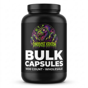 Bulk Kratom Extract Tablets - DinoDose Kratom kratom tablets, lab-tested with brand logo on white background