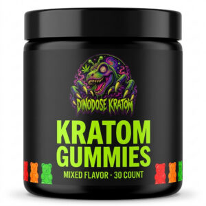 Kratom Gummies (Mixed Flavor) - DinoDose Kratom kratom gummies, lab-tested with brand logo on white background