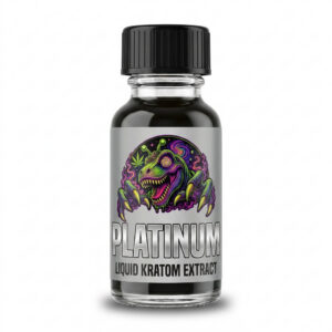 Platinum Liquid Kratom Extract - DinoDose Kratom liquid kratom extract shot, lab-tested with brand logo on white background