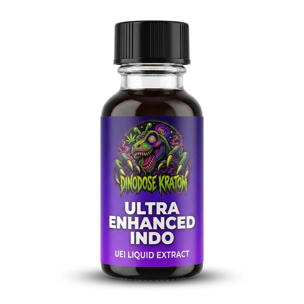 UEI Liquid Kratom Extract - DinoDose Kratom liquid kratom extract shot, lab-tested with brand logo on white background