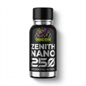 Zenith NANO 250 Liquid Kratom Extract - DinoDose Kratom liquid kratom extract shot, lab-tested with brand logo on white background